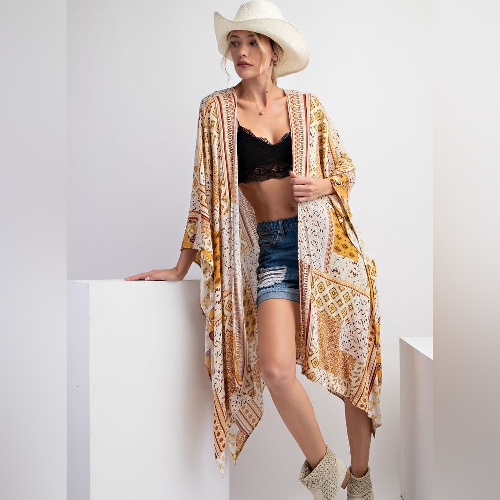 Stunning Easel Patchwork Open Kimono